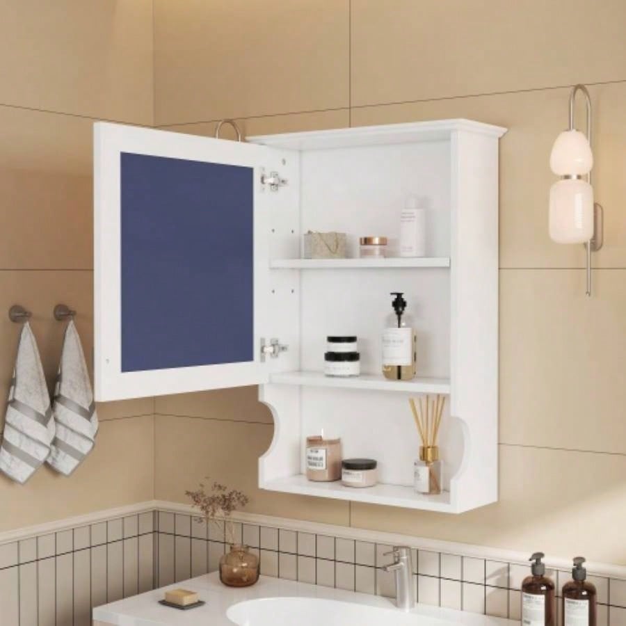 20 Wall Mounted Bathroom Storage Cabinet with Mirror, Wall Mounted Home Storage with Door, Mirrored Wall Medicine Cabinet
