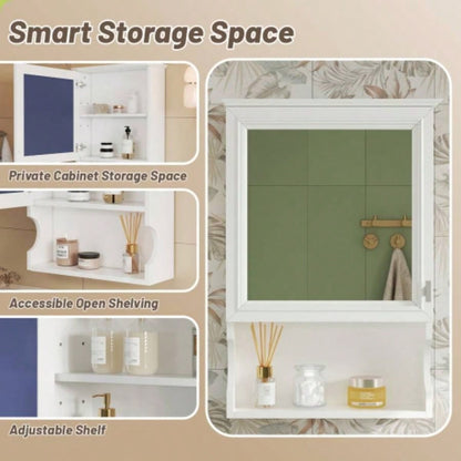 20 Wall Mounted Bathroom Storage Cabinet with Mirror, Wall Mounted Home Storage with Door, Mirrored Wall Medicine Cabinet