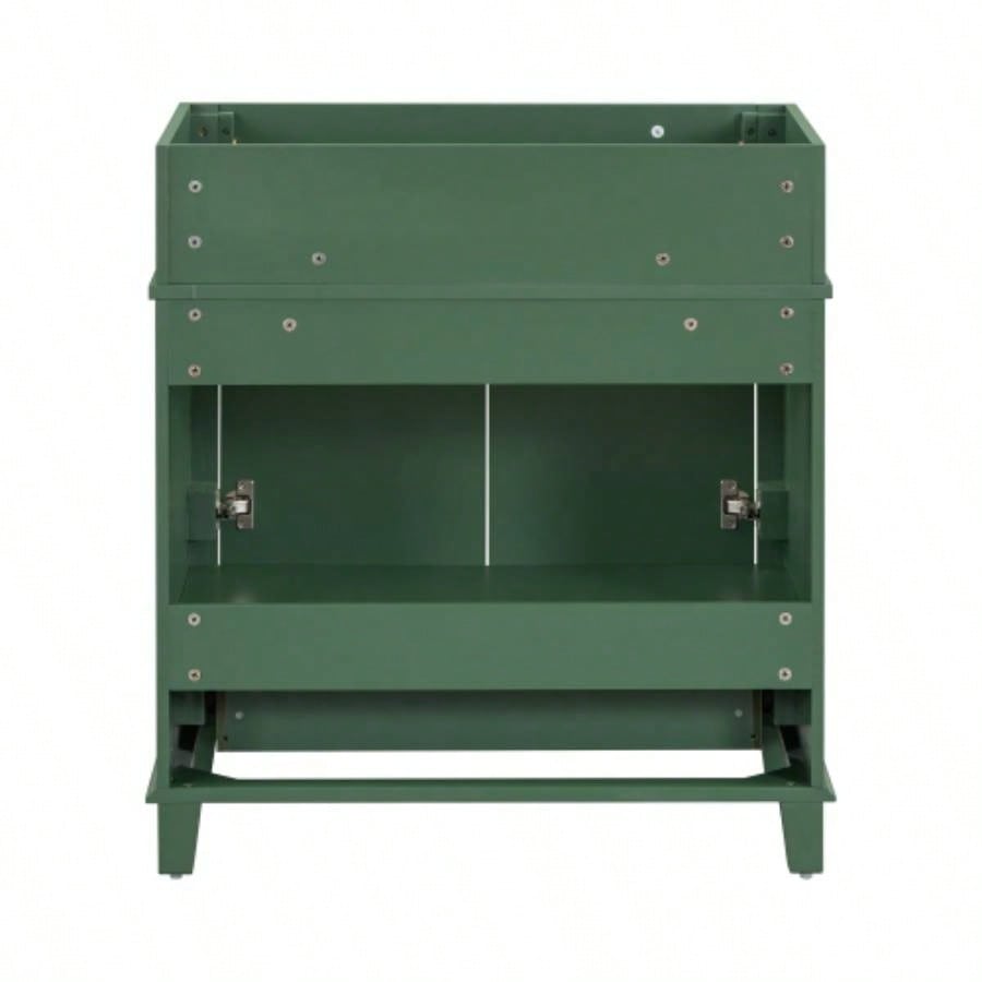 30 Bathroom Vanity without Top, Solid Wood Frame Bathroom Storage Cabinet with Soft Closing Doors, Frame Bathroom Storage Cabinet Only, Retro Style, Green