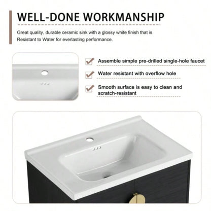 28 Inch Soft Close Doors Bathroom Vanity With Sink, Small Bathroom, KD - Packing