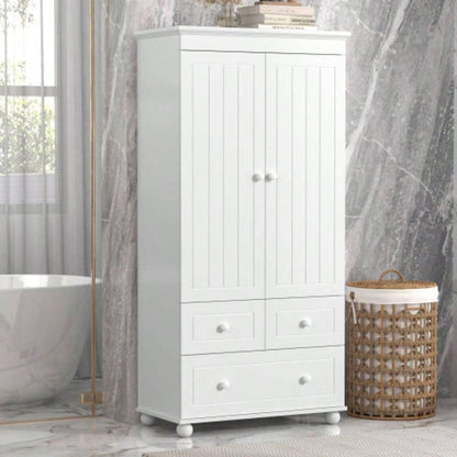 Tall Storage Cabinet with Three Drawers Bathroom/Office, White