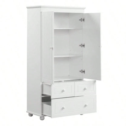 Tall Storage Cabinet with Three Drawers Bathroom/Office, White