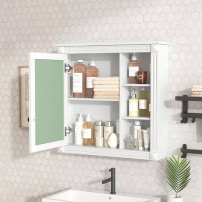 Bathroom Medicine Cabinet with Mirror, Wall Mounted Mirror Cabinet with Storage Organizer, Over Toilet Storage White Storage Cabinet Bathroom