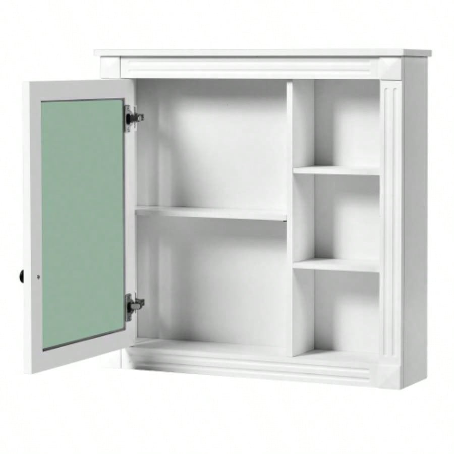Bathroom Medicine Cabinet with Mirror, Wall Mounted Mirror Cabinet with Storage Organizer, Over Toilet Storage White Storage Cabinet Bathroom