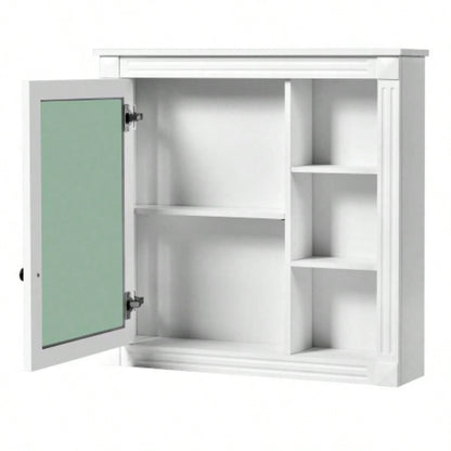 Bathroom Medicine Cabinet with Mirror, Wall Mounted Mirror Cabinet with Storage Organizer, Over Toilet Storage White Storage Cabinet Bathroom