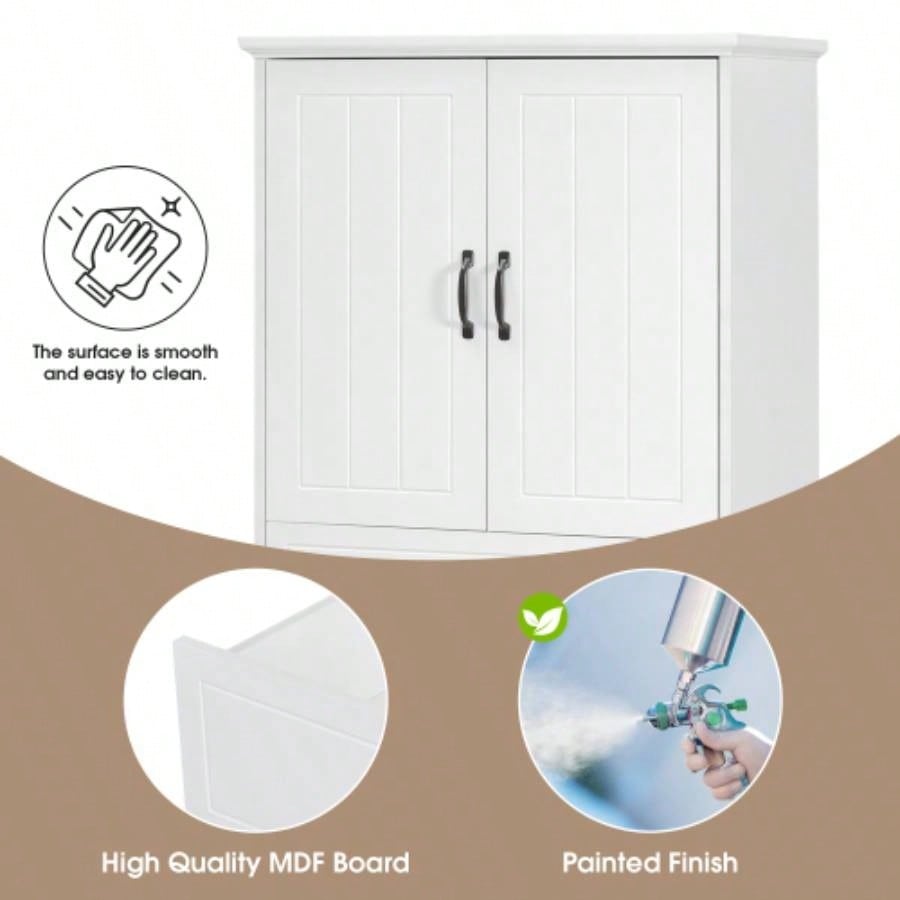 Bathroom Storage Cabinet with Two Laundry Baskets, Storage Cabinet with Doors and Drawer Home, White