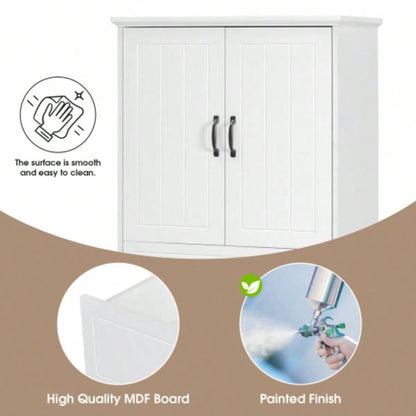 Bathroom Storage Cabinet with Two Laundry Baskets, Storage Cabinet with Doors and Drawer Home, White