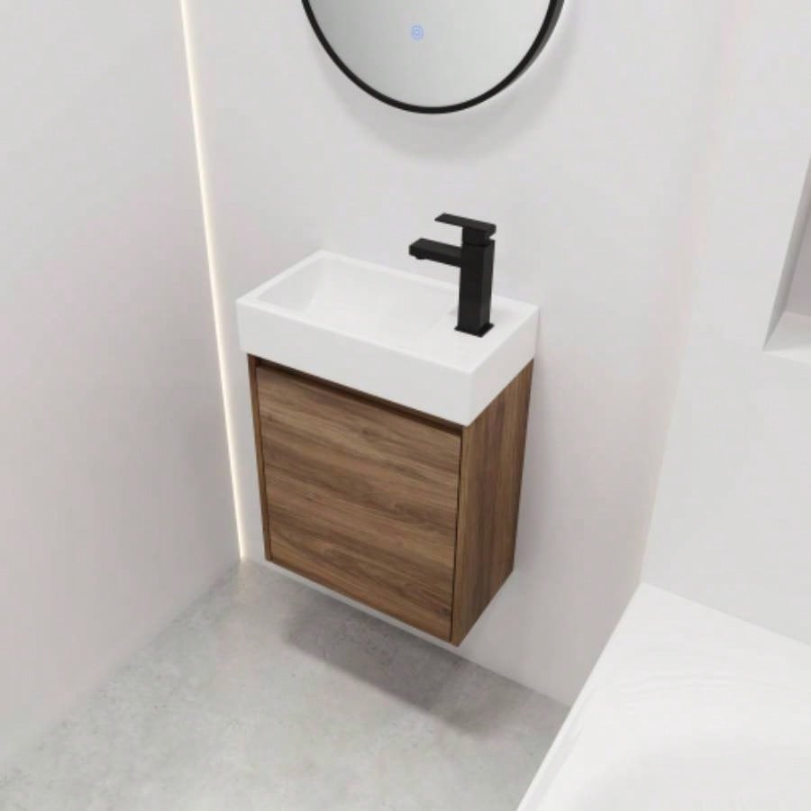 18 Inch Floating Small Bathroom Vanity With Single Sink, Suitable Small Bathroom - BVB03018BRE
