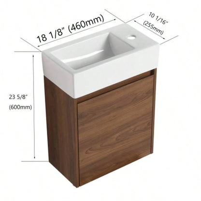 18 Inch Floating Small Bathroom Vanity With Single Sink, Suitable Small Bathroom - BVB03018BRE