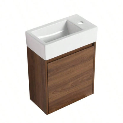 18 Inch Floating Small Bathroom Vanity With Single Sink, Suitable Small Bathroom - BVB03018BRE