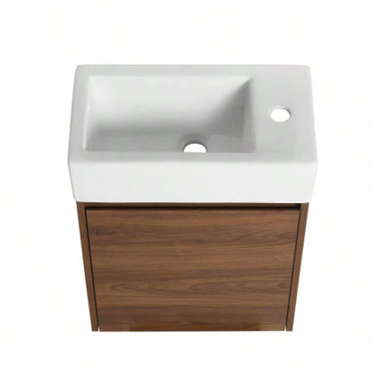 18 Inch Floating Small Bathroom Vanity With Single Sink, Suitable Small Bathroom - BVB03018BRE