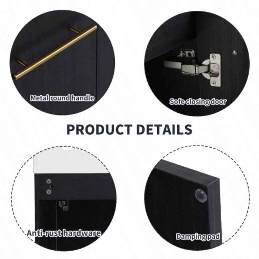 60 Inch Wall - Mounted Bathroom Vanity with Sink, Thick Edged Double Resin Sink, KD - Package