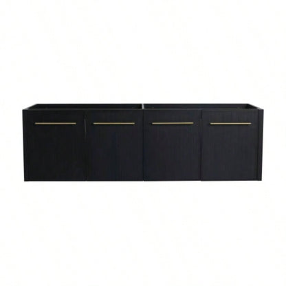 60 Inch Wall - Mounted Bathroom Vanity with Sink, Thick Edged Double Resin Sink, KD - Package