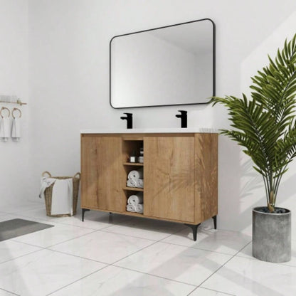 48 Freestanding Bathroom Vanity With Double Sink, Soft Closing Door Hinge KD - Package - BVB07148IMOX - GRB4840D
