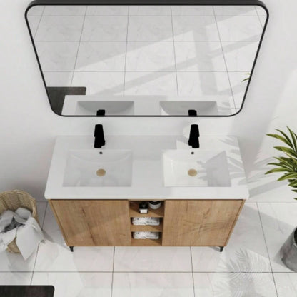48 Freestanding Bathroom Vanity With Double Sink, Soft Closing Door Hinge KD - Package - BVB07148IMOX - GRB4840D