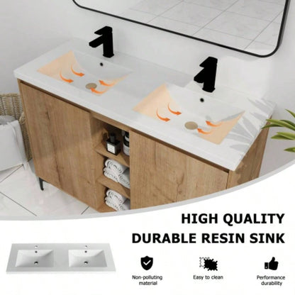 48 Freestanding Bathroom Vanity With Double Sink, Soft Closing Door Hinge KD - Package - BVB07148IMOX - GRB4840D