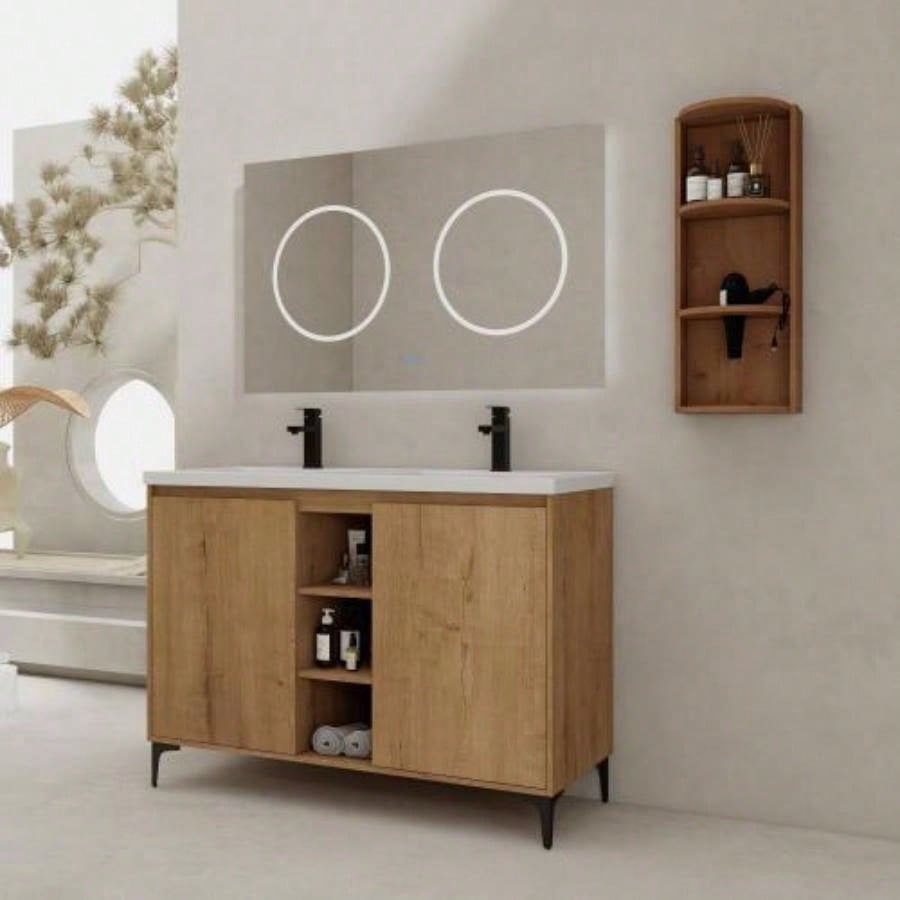 48 Freestanding Bathroom Vanity With Double Sink, Soft Closing Door Hinge KD - Package - BVB07148IMOX - GRB4840D