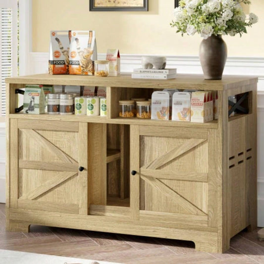 GO Litter Box Enclosure 2 Cats, Double Hidden Litter Box Furniture Washroom, Farmhouse Indoor House End Table, Brown