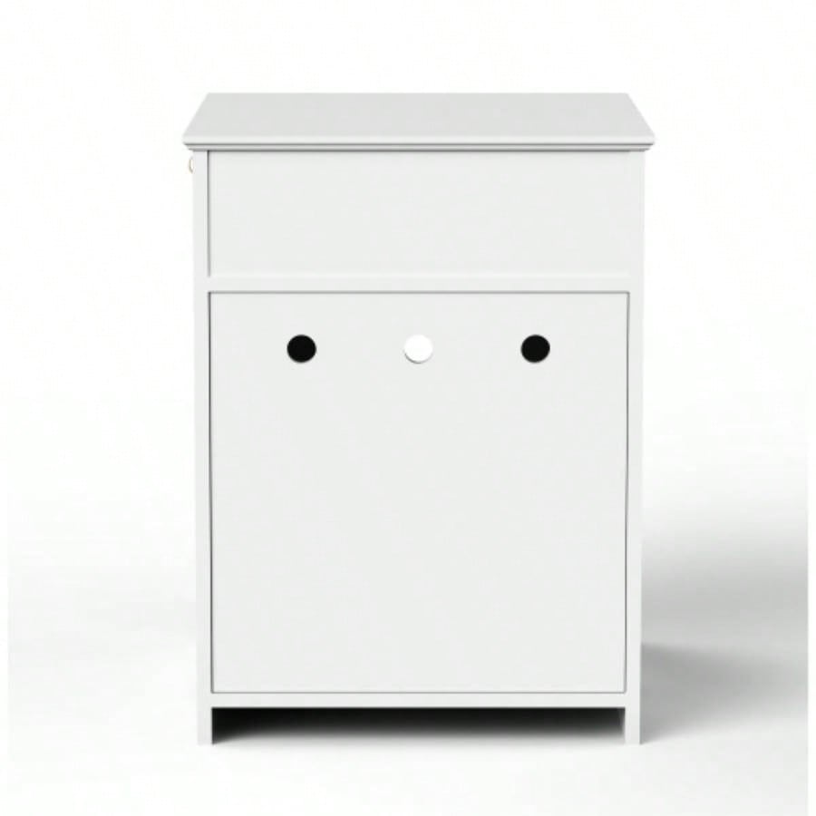 Wooden Pet House Litter Box Enclosure with Drawer, Side Table, Indoor Pet Crate, Home Nightstand White