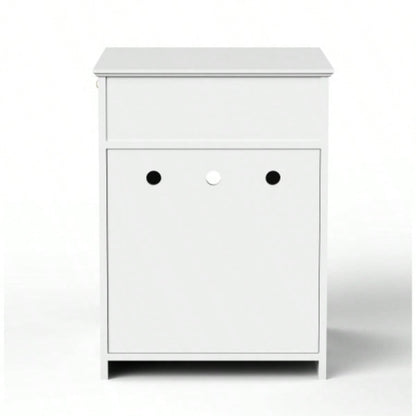 Wooden Pet House Litter Box Enclosure with Drawer, Side Table, Indoor Pet Crate, Home Nightstand White