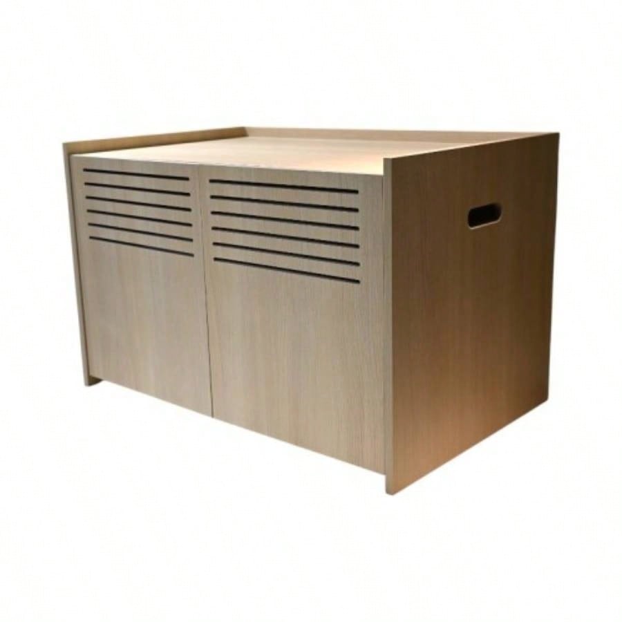 Modern Wooden House with Scratching Pad, Litter Box Enclosure, Spacious Hidden Litter Box - 33.46x 21.06x 21, 45.87 lbs