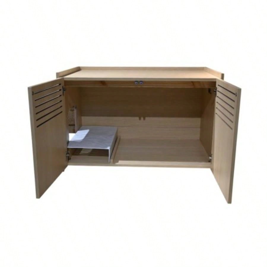 Modern Wooden House with Scratching Pad, Litter Box Enclosure, Spacious Hidden Litter Box - 33.46x 21.06x 21, 45.87 lbs