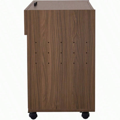 2 IN 1 Multi - use Litter Box Enclosure, Modern Walnut Side Table with Storage, Buffet Cabinet Side Board