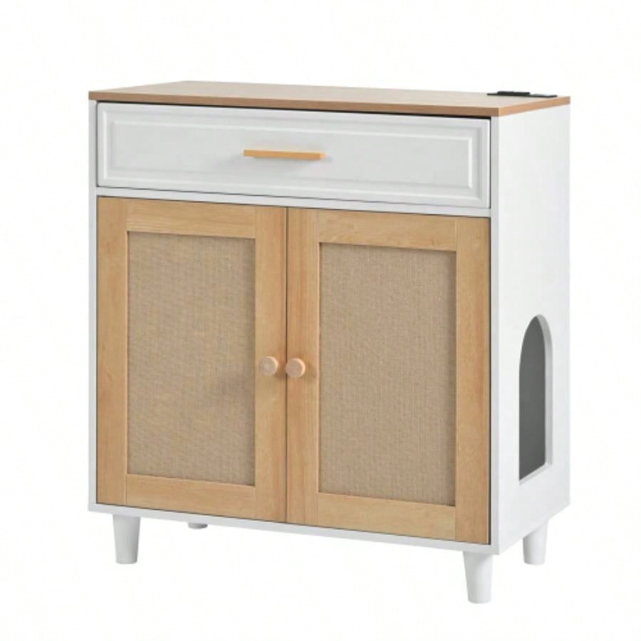 3 IN 1 furniture, Litter box Enclosure with Scratcher, house Modern Side Table with Storage