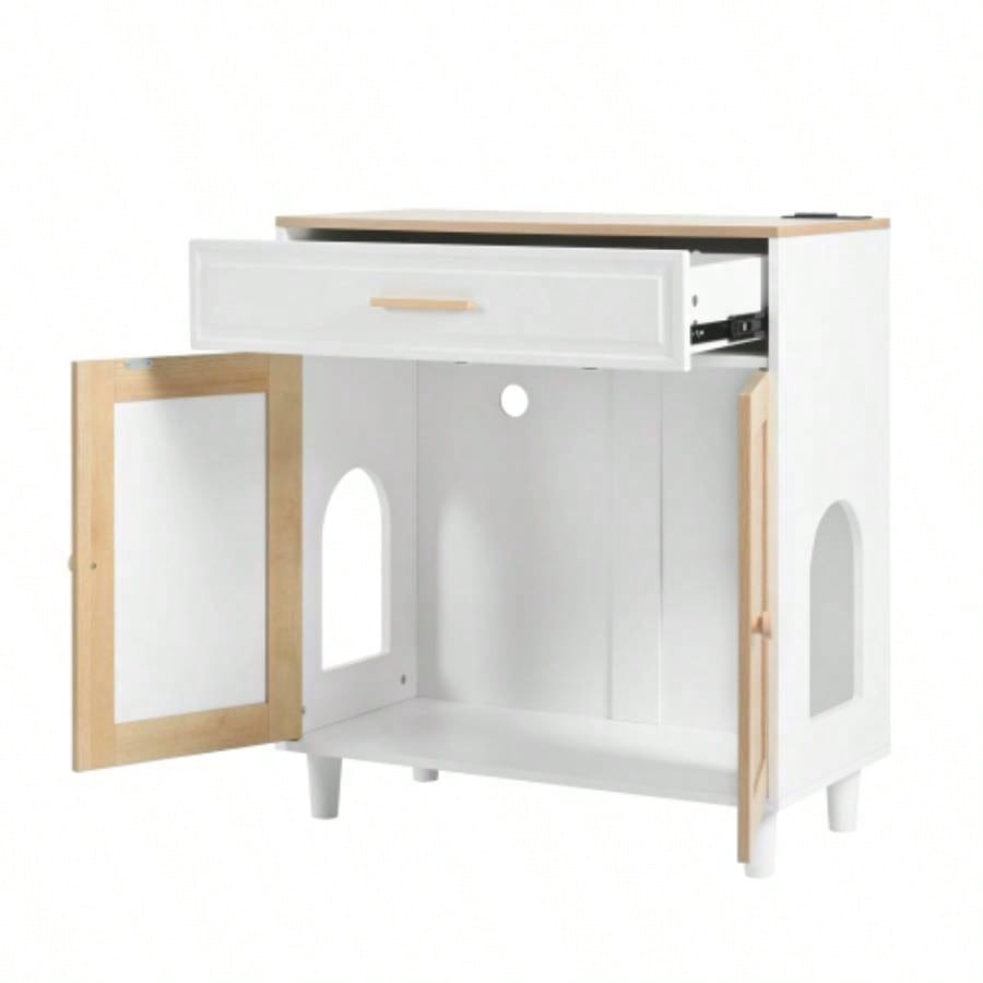 3 IN 1 furniture, Litter box Enclosure with Scratcher, house Modern Side Table with Storage
