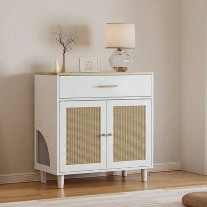 Litter Box Enclosure with Scratch Pad, Hidden Litter Box Furniture, Wooden Pet House Sideboard, Storage Cabinet, Fit Most and Litter Box, Living Room Office