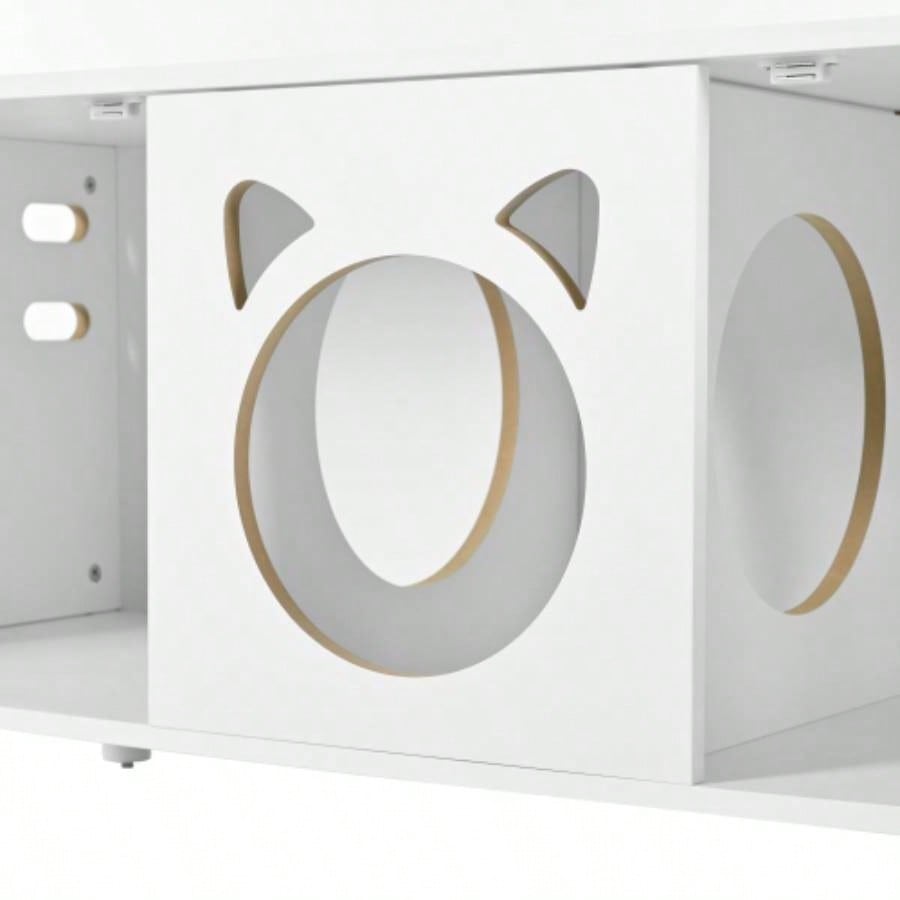 Modern Wood Cabinet with Sisal Scratcher, Litter Box Enclosure with Storage, white Side Table