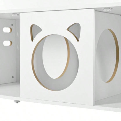 Modern Wood Cabinet with Sisal Scratcher, Litter Box Enclosure with Storage, white Side Table