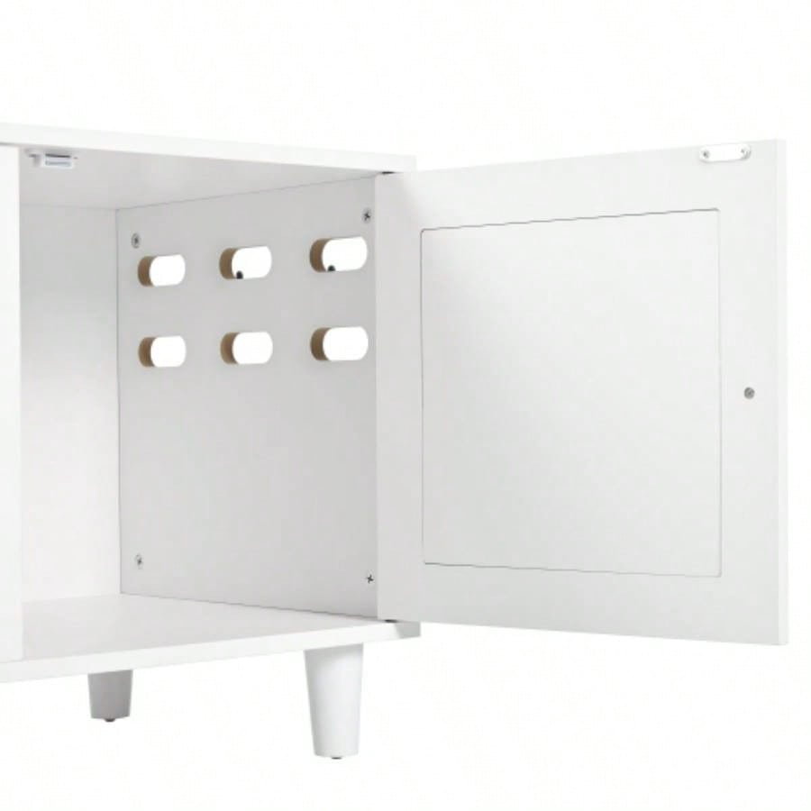 Modern Wood Cabinet with Sisal Scratcher, Litter Box Enclosure with Storage, white Side Table