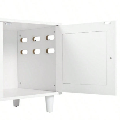 Modern Wood Cabinet with Sisal Scratcher, Litter Box Enclosure with Storage, white Side Table