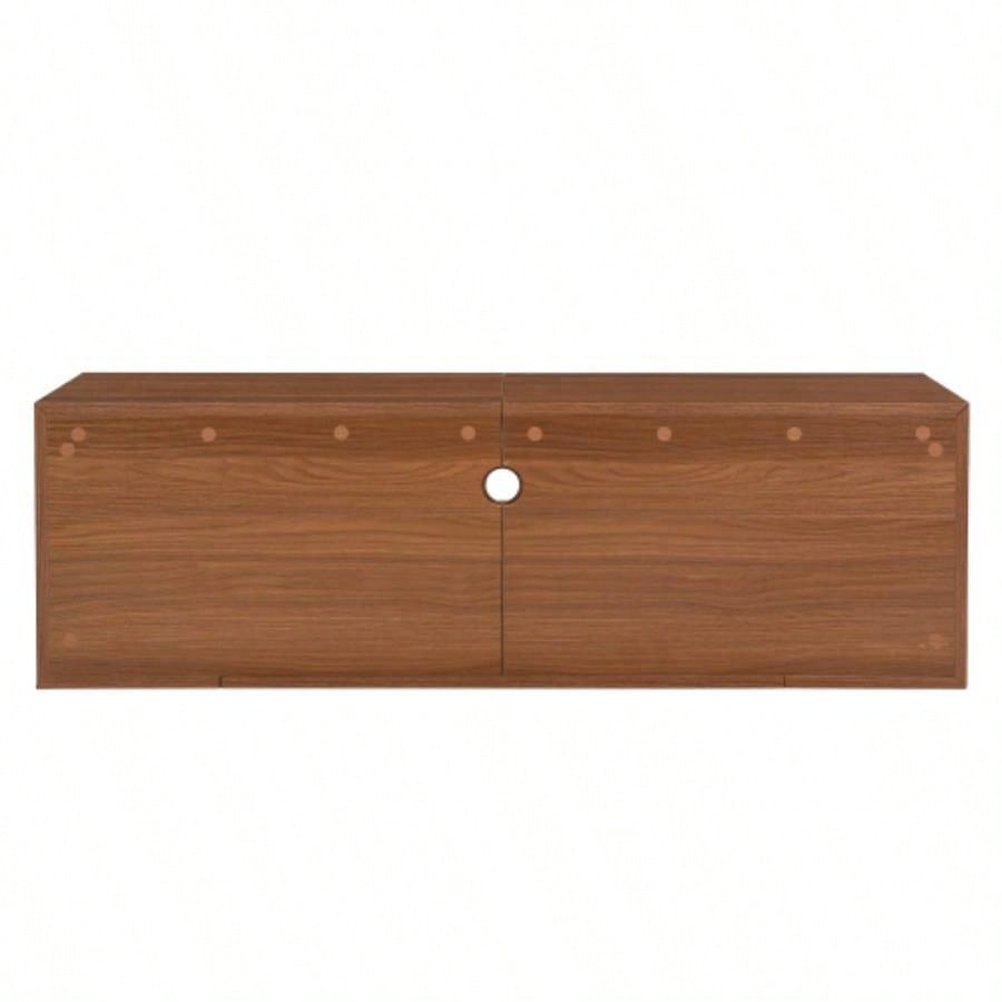 Mid - Modern 2 in 1 Furniture, House Litter Box Enclosure Walnut TV Stand With Extendable table, Sliding door. Wood TV Cabinet with Storage