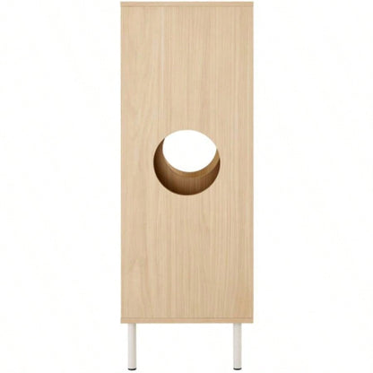 2 IN 1 Modern Tree Bookshelf with Storage, Wood Bookcase with Litter Box Enclosure, Climbing Shelves with Hidden Storage