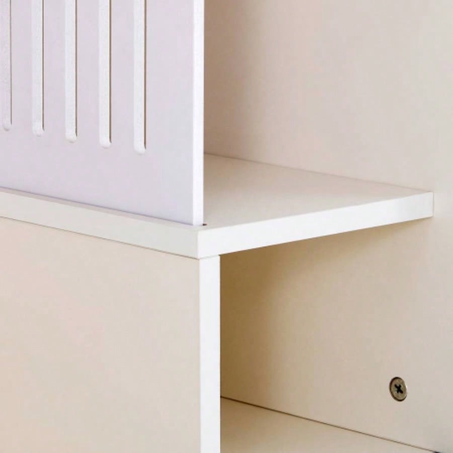 Modern White TV Stand with Storage, Litter Box Enclosure with Removable Sliding Door