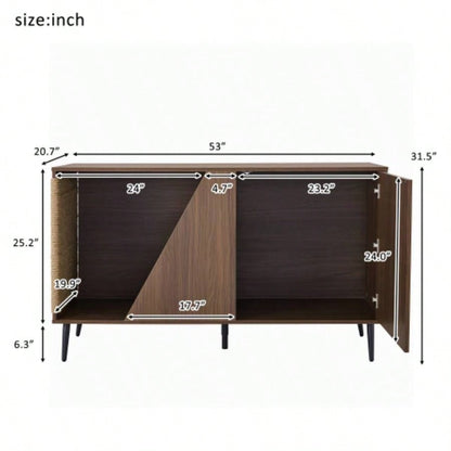Furniture 2 IN 1 Modern Walnut Cabinet Side Table With Spring - Loaded Door, Litter Box Enclosure with Sisal Scatcher