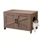 Litter Box Enclosure, Litter Box Furniture Hidden with Barn Door, Wooden Washroom Furniture, House, End Table, Fit Most of Litter Box, Greige