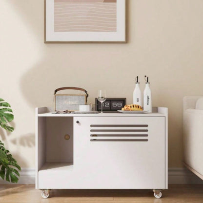 White Litter Box Enclosure, Hidden Litter Box Furniture with top side fence, Wooden Pet House Side End Table, Storage Cabinet Living Room, Bedroom, Fit Most of Litter Box