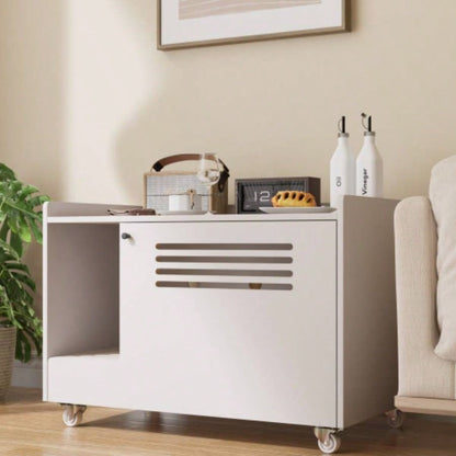 White Litter Box Enclosure, Hidden Litter Box Furniture with top side fence, Wooden Pet House Side End Table, Storage Cabinet Living Room, Bedroom, Fit Most of Litter Box