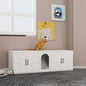 Litter Box Enclosure 2 Cats, Modern Litter Box Furniture with Double Room, Wooden Litter Box Furniture with Door, 59.05Lx 17.71x 18.89H - White