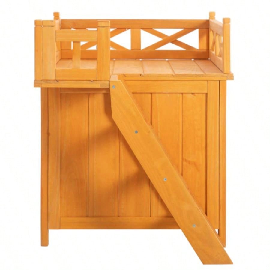 Weatherproof Catio Outdoor Enclosure, Outdoor house, Natural Wood Playground, Natural Shelf with Litter Box