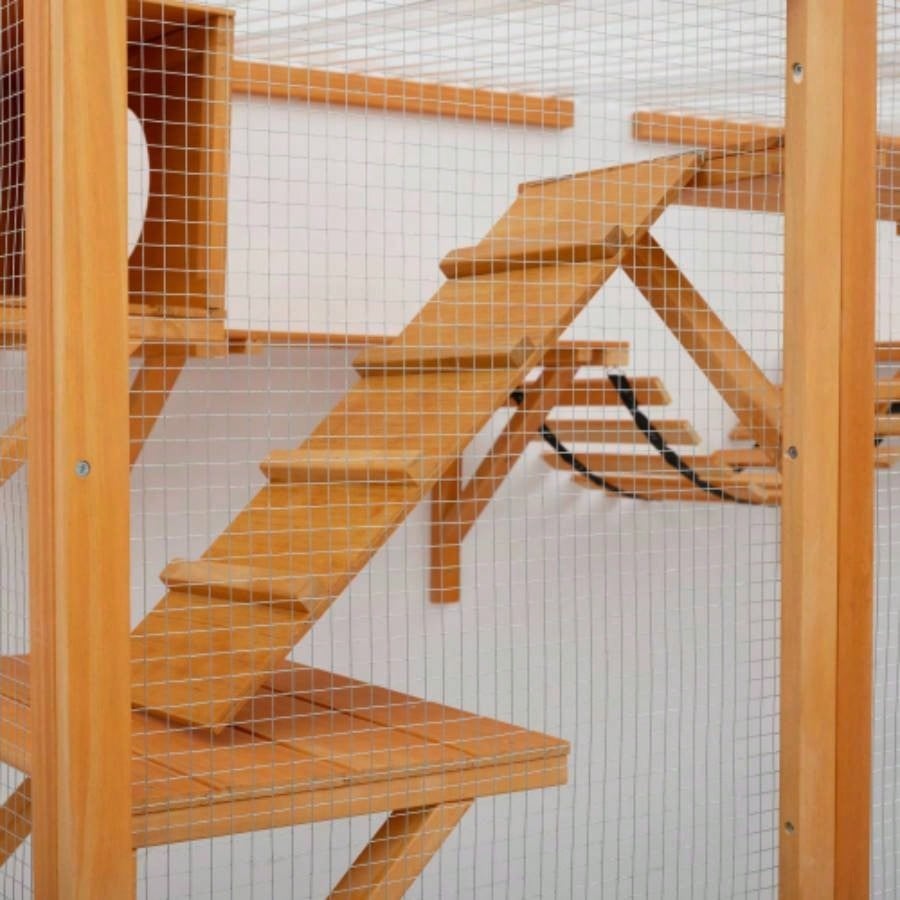 Weatherproof Catio Outdoor Enclosure, Outdoor house, Natural Wood Playground, Natural Shelf with Litter Box