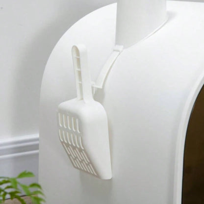 PawHut Litter Box with Lid, Covered Litter Box Indoor Cats with Tray, Scoop, 17x 17x 18.5 White