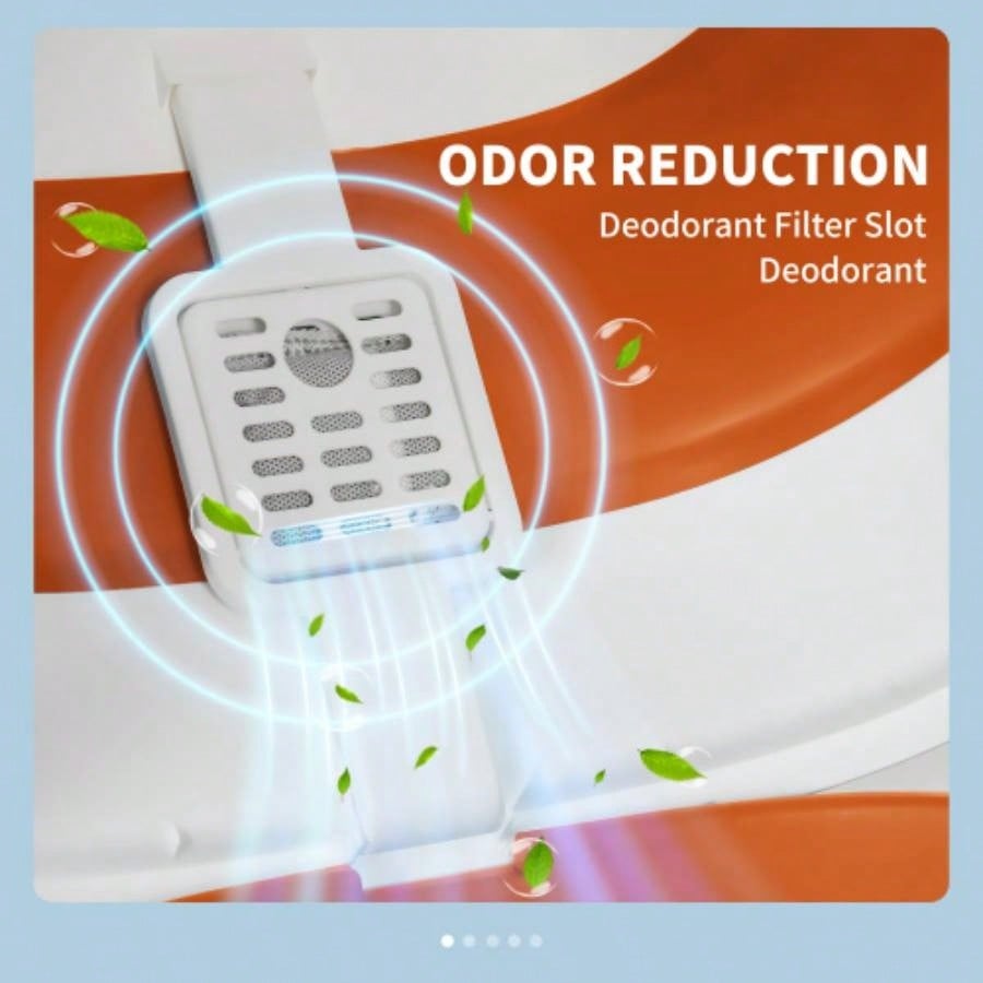 PawHut Litter Box with Lid, Covered Litter Box/ High Sides, Freshener, Large Two - Way Entrance Litter Box, Foldable, Easy Clean, Orange, and Black