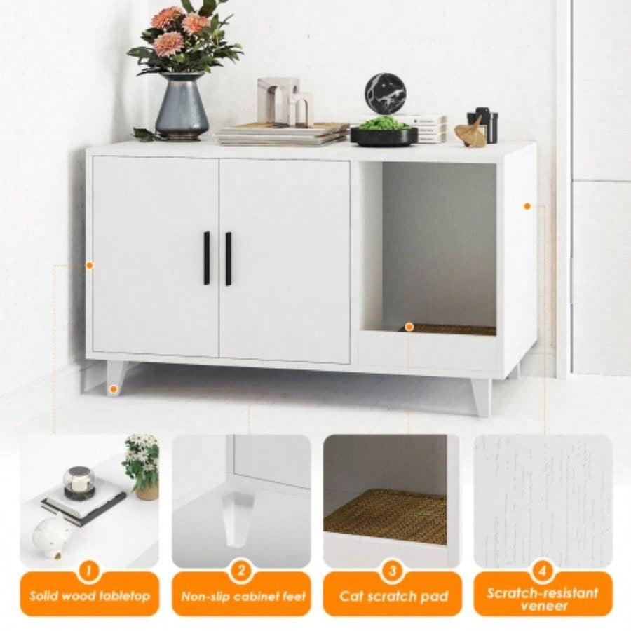 STARY Hidden Litter Box Enclosure Furniture with Scratching
