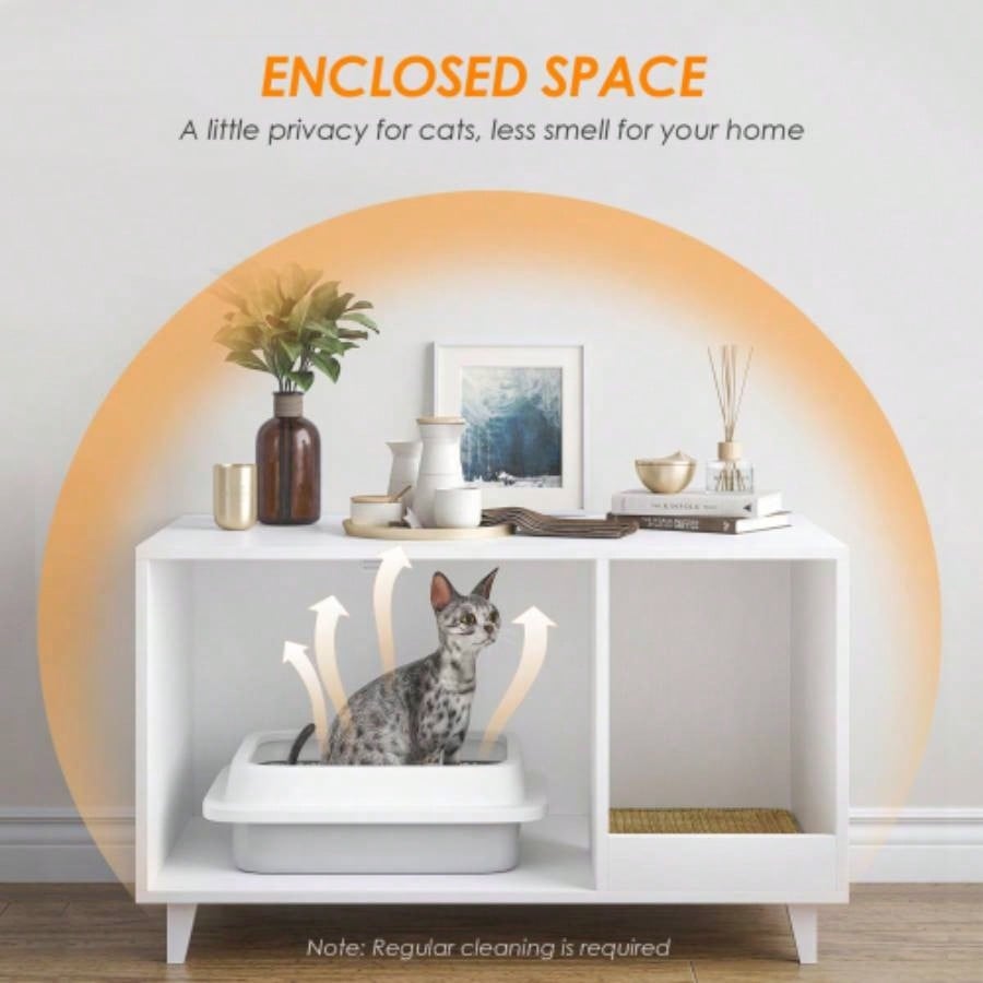 STARY Hidden Litter Box Enclosure Furniture with Scratching