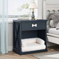 Vintage Small Storage Cabinet with Led Light and Pet Bed, Hidden Litter Box with Drawer and Semi - Open Space