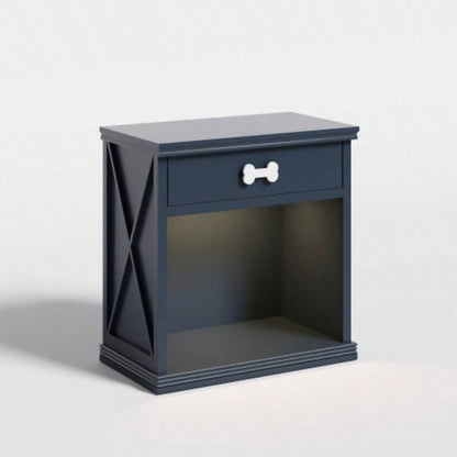 Vintage Small Storage Cabinet with Led Light and Pet Bed, Hidden Litter Box with Drawer and Semi - Open Space